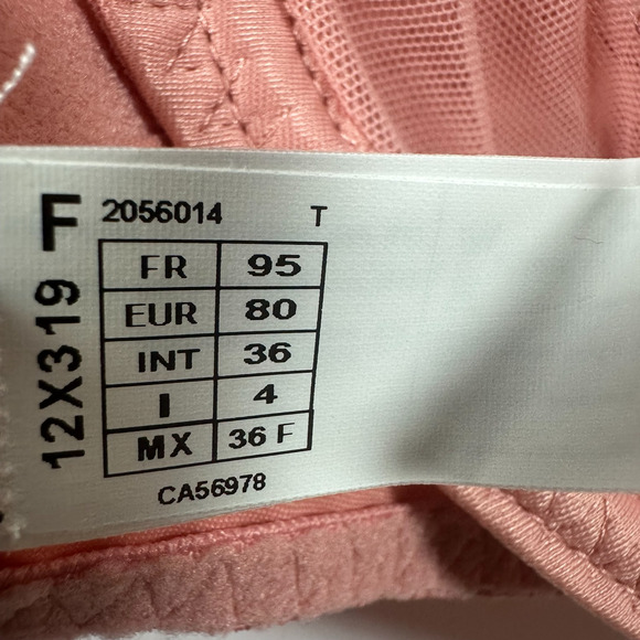 Simone Perele Bra 36F Peach Delice Sheer Plunge Underwire #12X319 Sexy Romantic - Picture 8 of 12